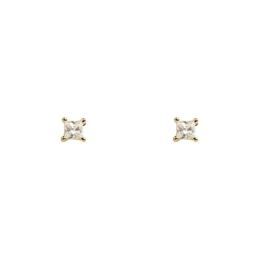 3mm Square Clear CZ Prong Stud Earrings